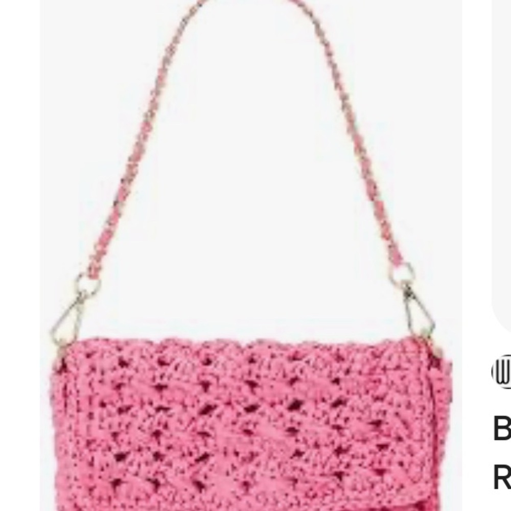 BTB Los Angeles Pink Crochet Shoulder Bag